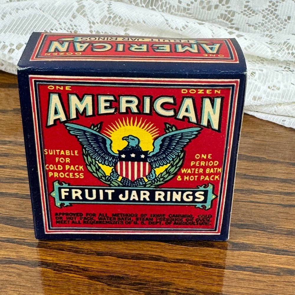 Vintage American Fruit Jar Rings Cupples Co Canning Box Red Rubber Gaskets NOS